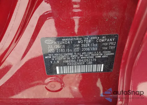 2017 Hyundai Elantra Limited from USA, damaged, VIN KMHD84LF8HU262379